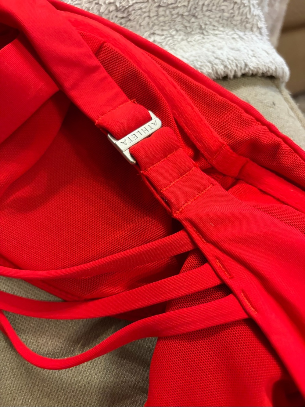 ATHLETA Red Triple Asymmetrical Strap Bikink Top - Picture 3 of 4